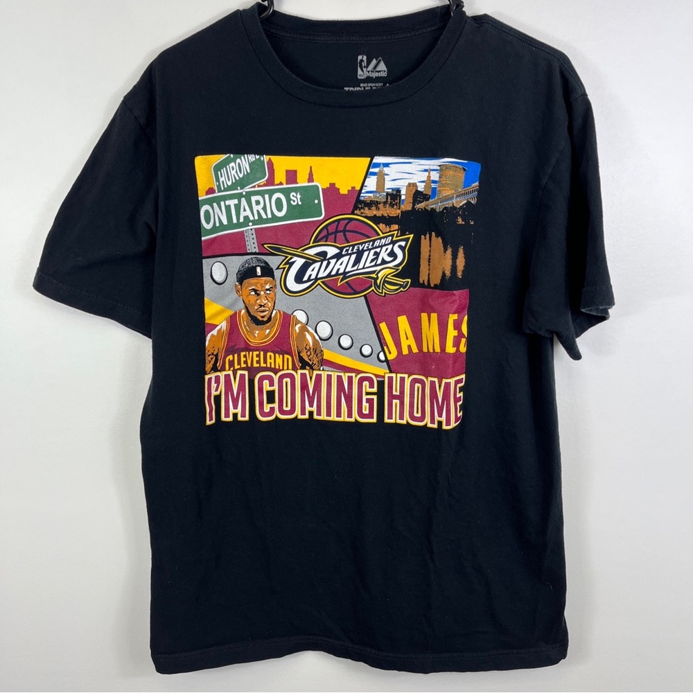 Lebron James I’m Coming Home Tshirt Cleveland Cavaliers Shrunk Fit M Majestic